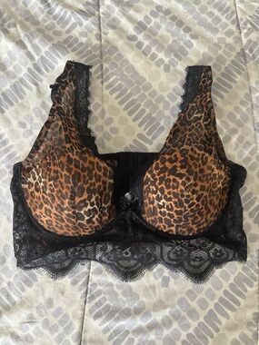 Leopard Print Lace Bralette - Black & Brown